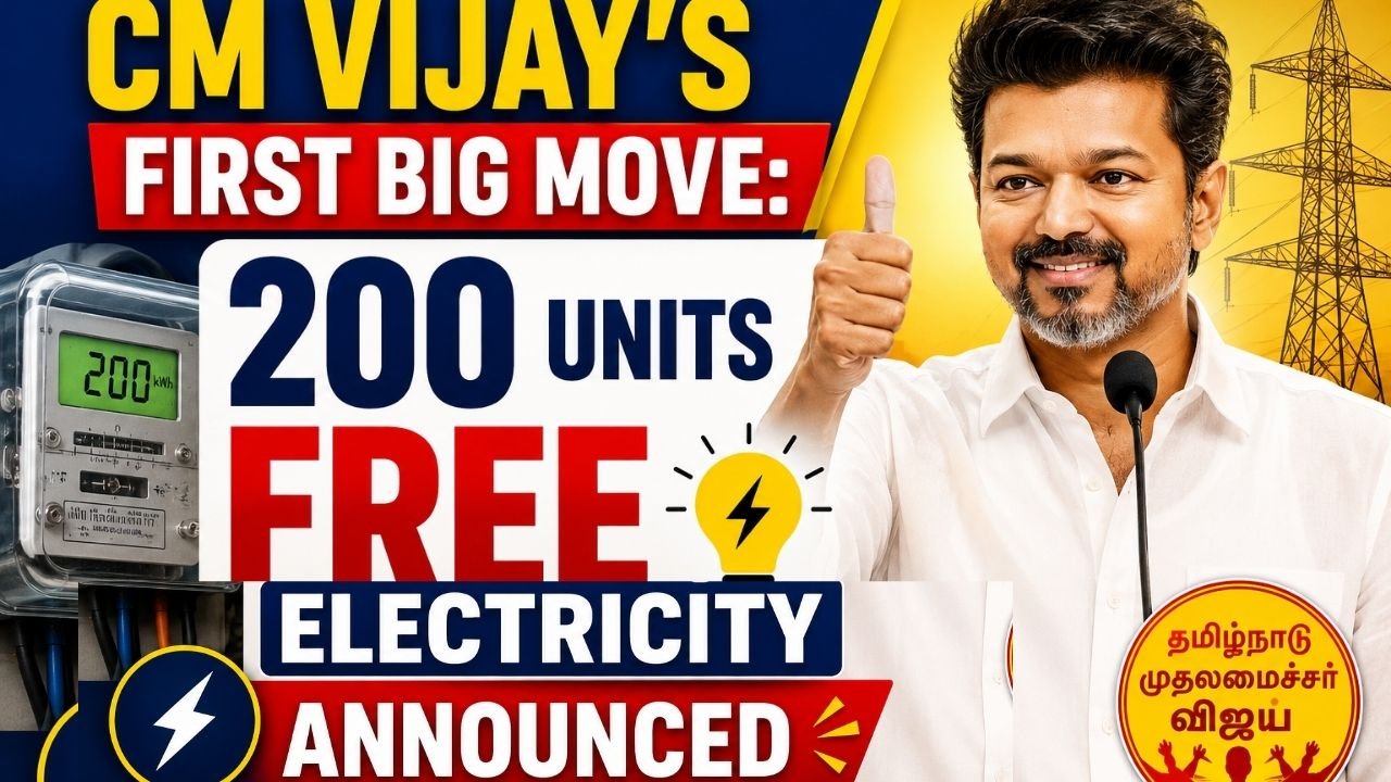 CM Vijay’s First Big Move 200 Units Free Electricity Announced